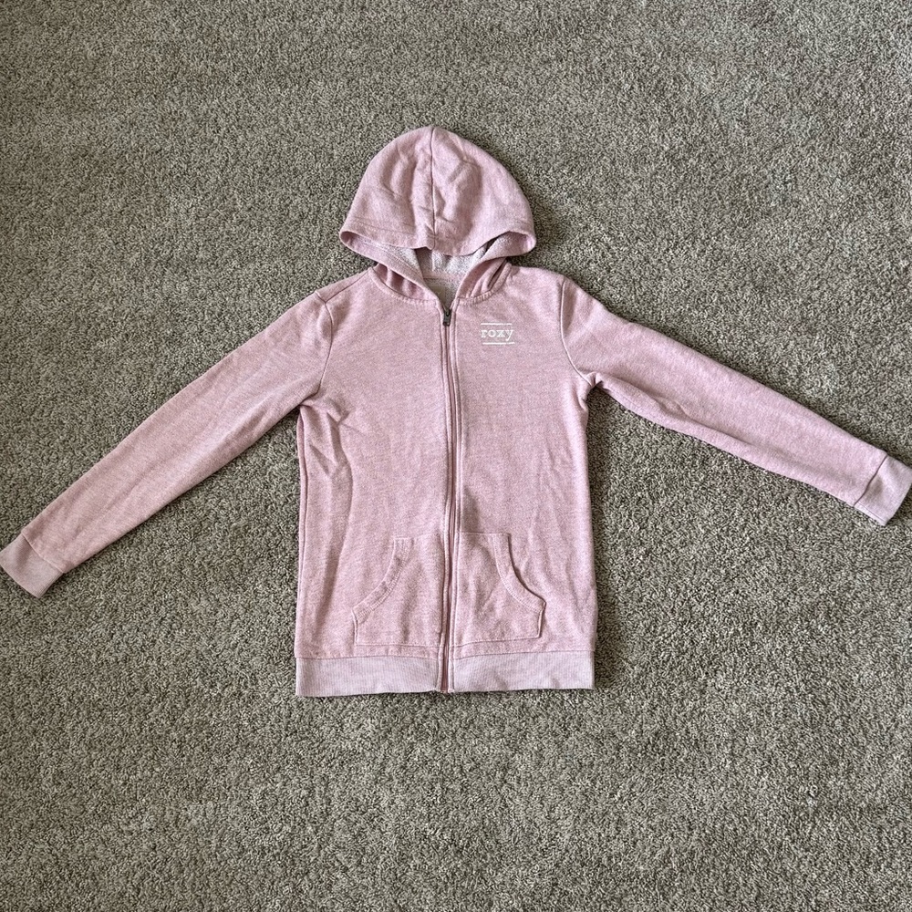 Roxy girls pink zip up hooded jacket size 16 XXL